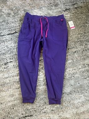 Med Couture Purple Scrub Joggers with Pink Accent